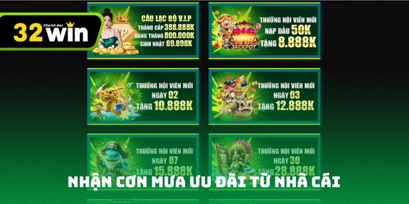 Nhận cơn mưa ưu đãi từ nhà cái